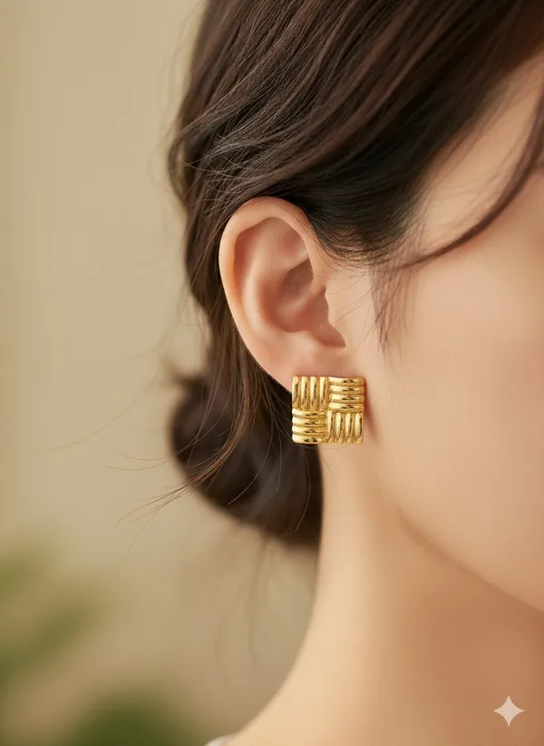 Gold_Woven_Luxe_Square_Stud_Earrings_For_Women